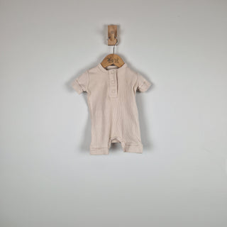 Sample Sale - Oat Short Sleeve Rib Baby Romper