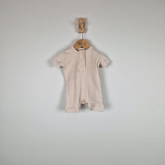 Sample Sale - Oat Short Sleeve Rib Baby Romper