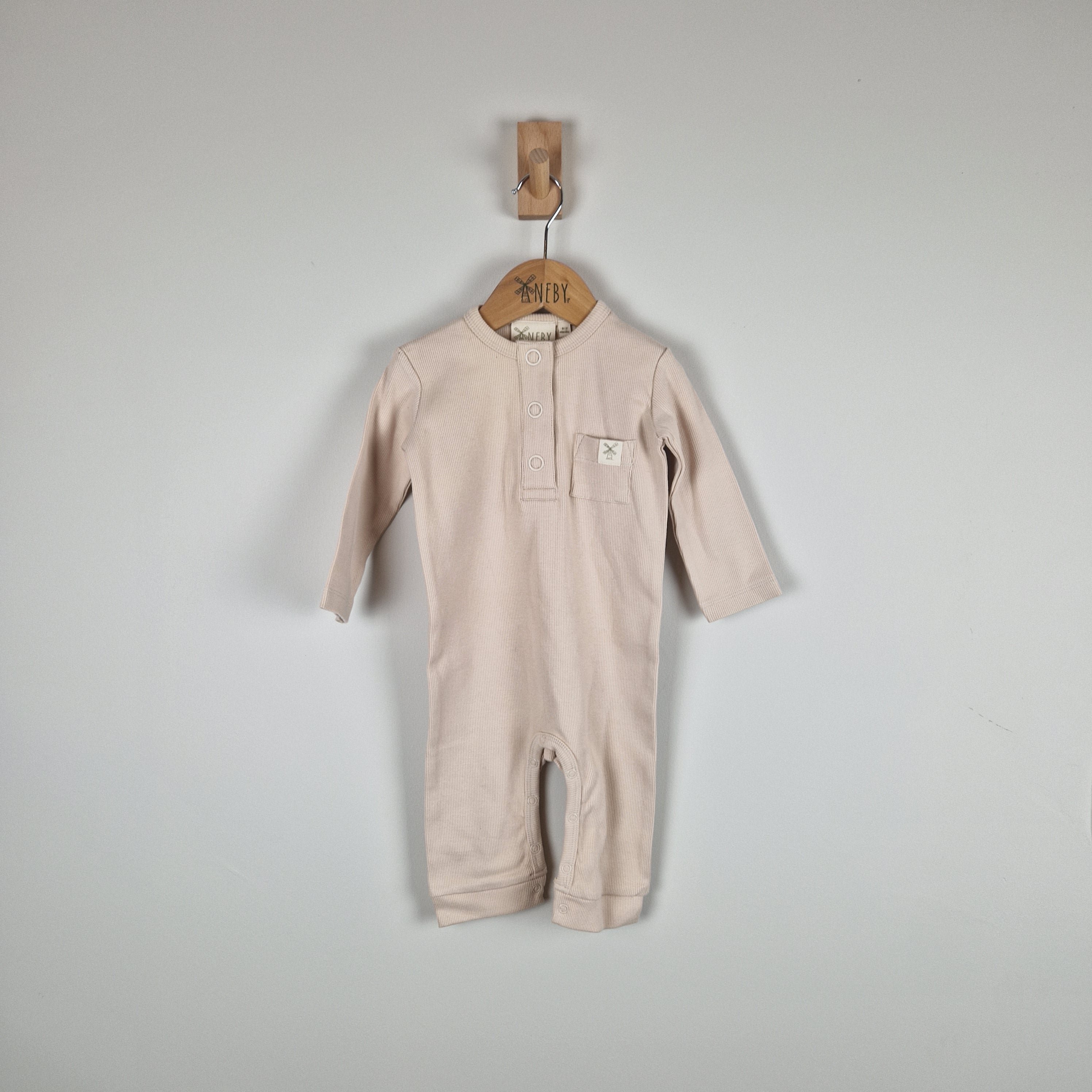 Sample Sale - Oat Baby Jumpsuit in Ribbed Cotton