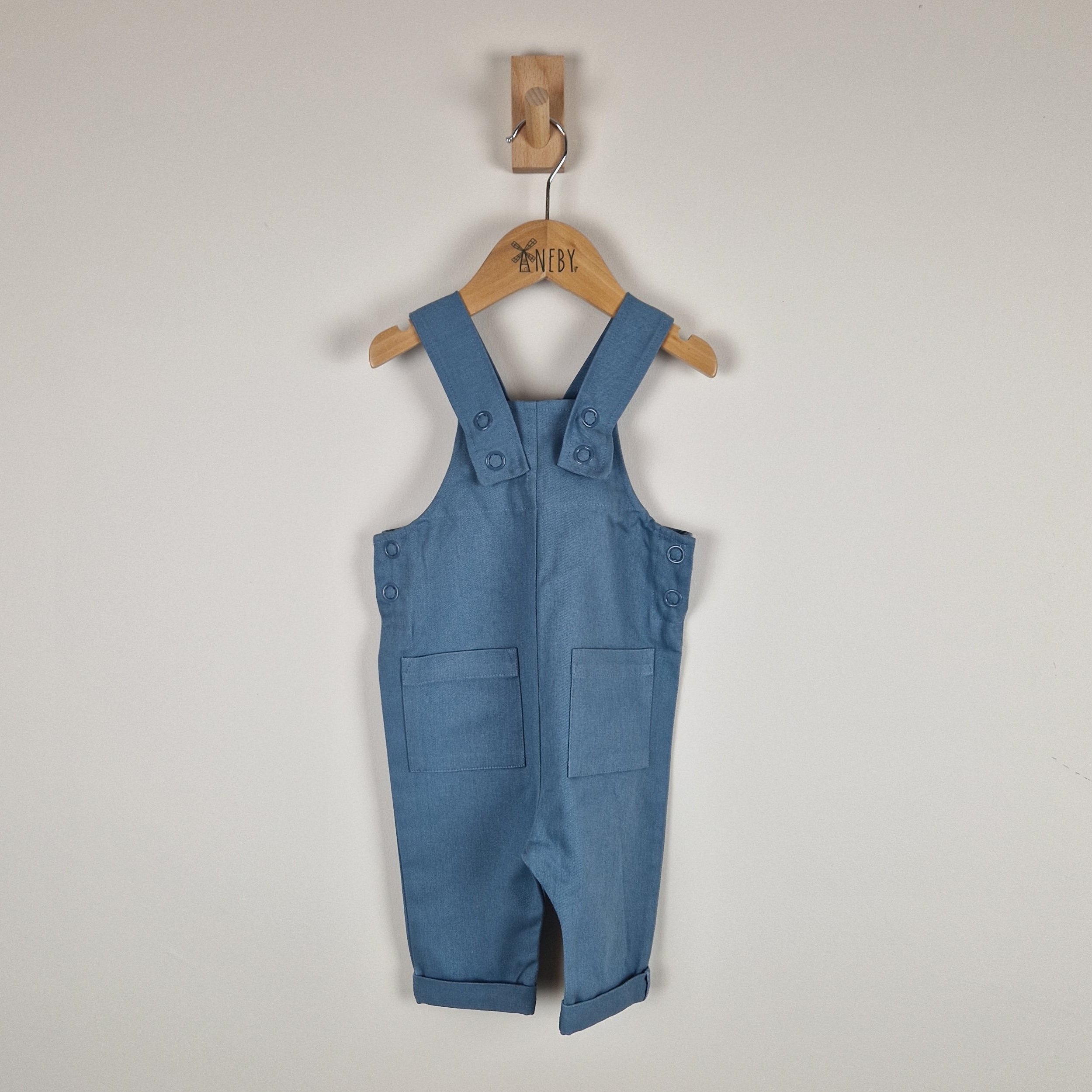 Sample Sale - Blue Kids Dungarees With Patch Pockets