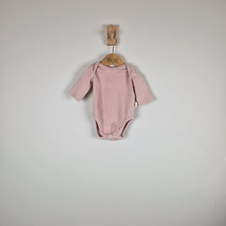 Sample Sale - Pink Ribbed Bodysuit with Long Sleeves for Babies