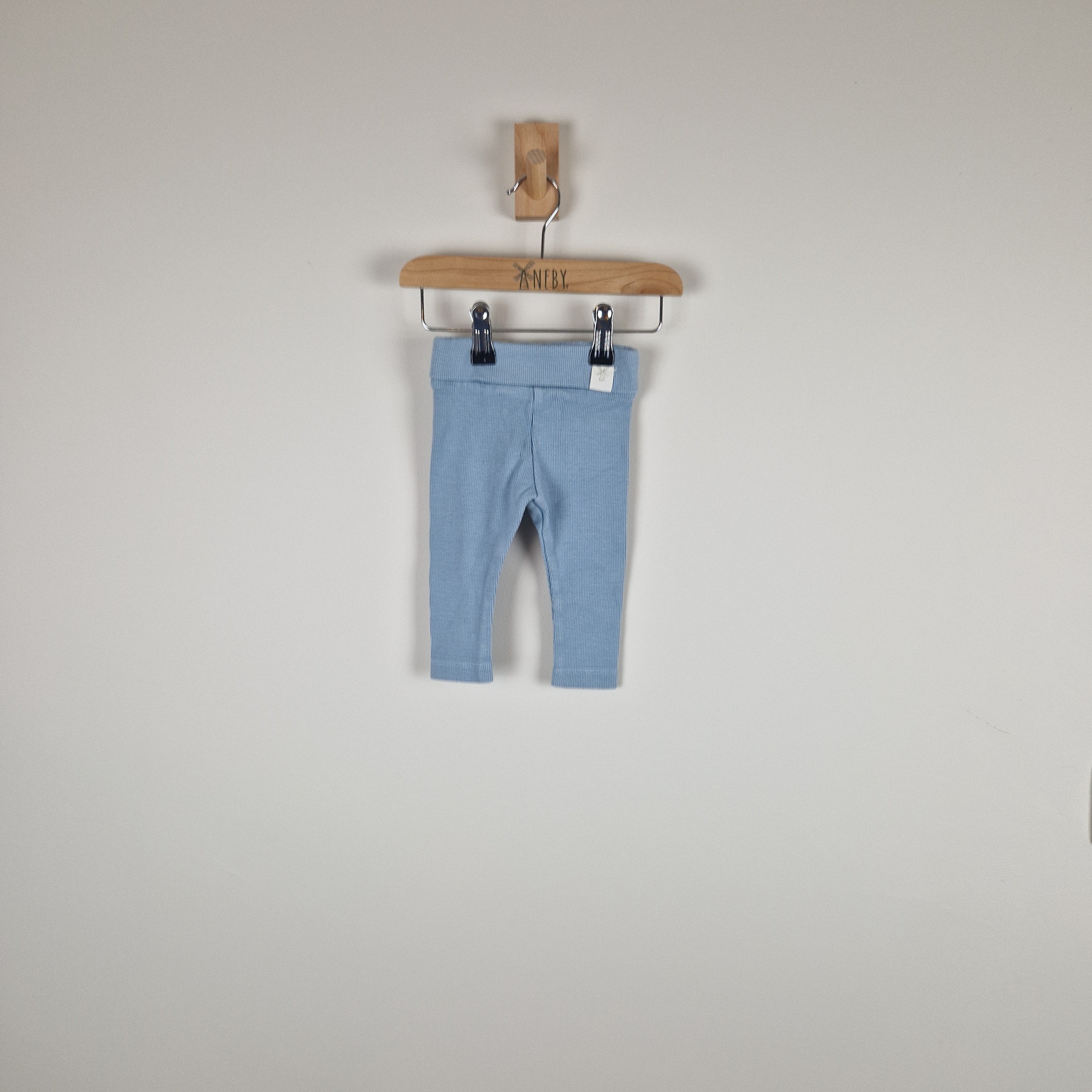 Sample Sale - Blue Organic Ribbed Baby Leggings