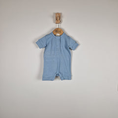 Sample Sale - Blue Short Sleeve Rib Baby Romper