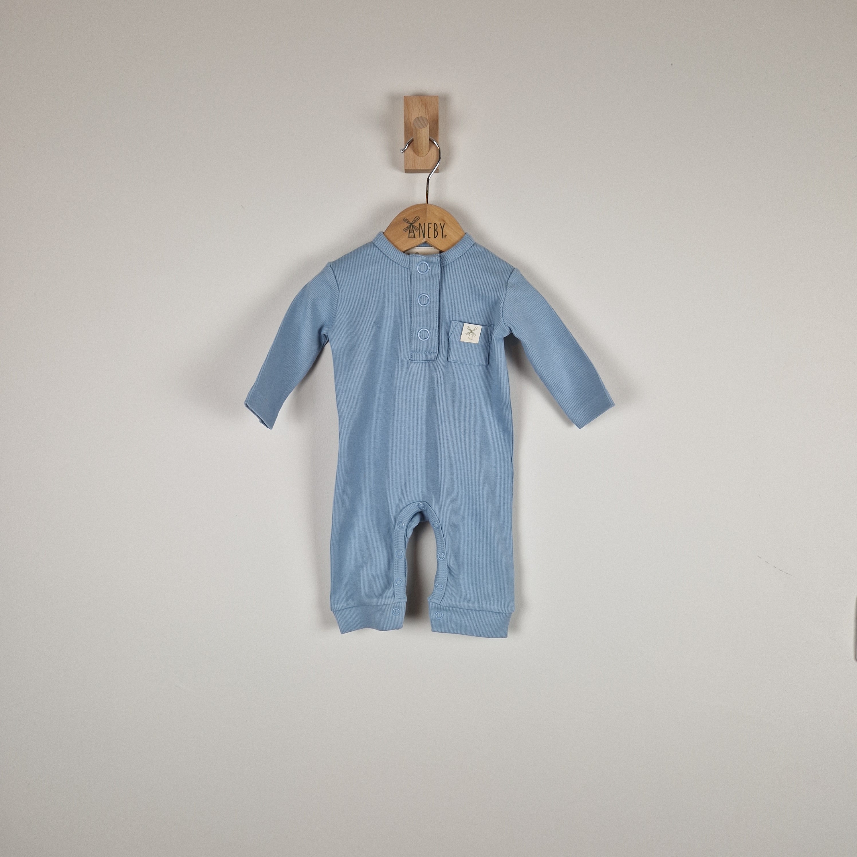 Sample Sale - Blue Baby Jumpsuit in Ribbed Cotton