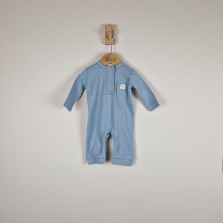 Sample Sale - Blue Baby Jumpsuit in Ribbed Cotton