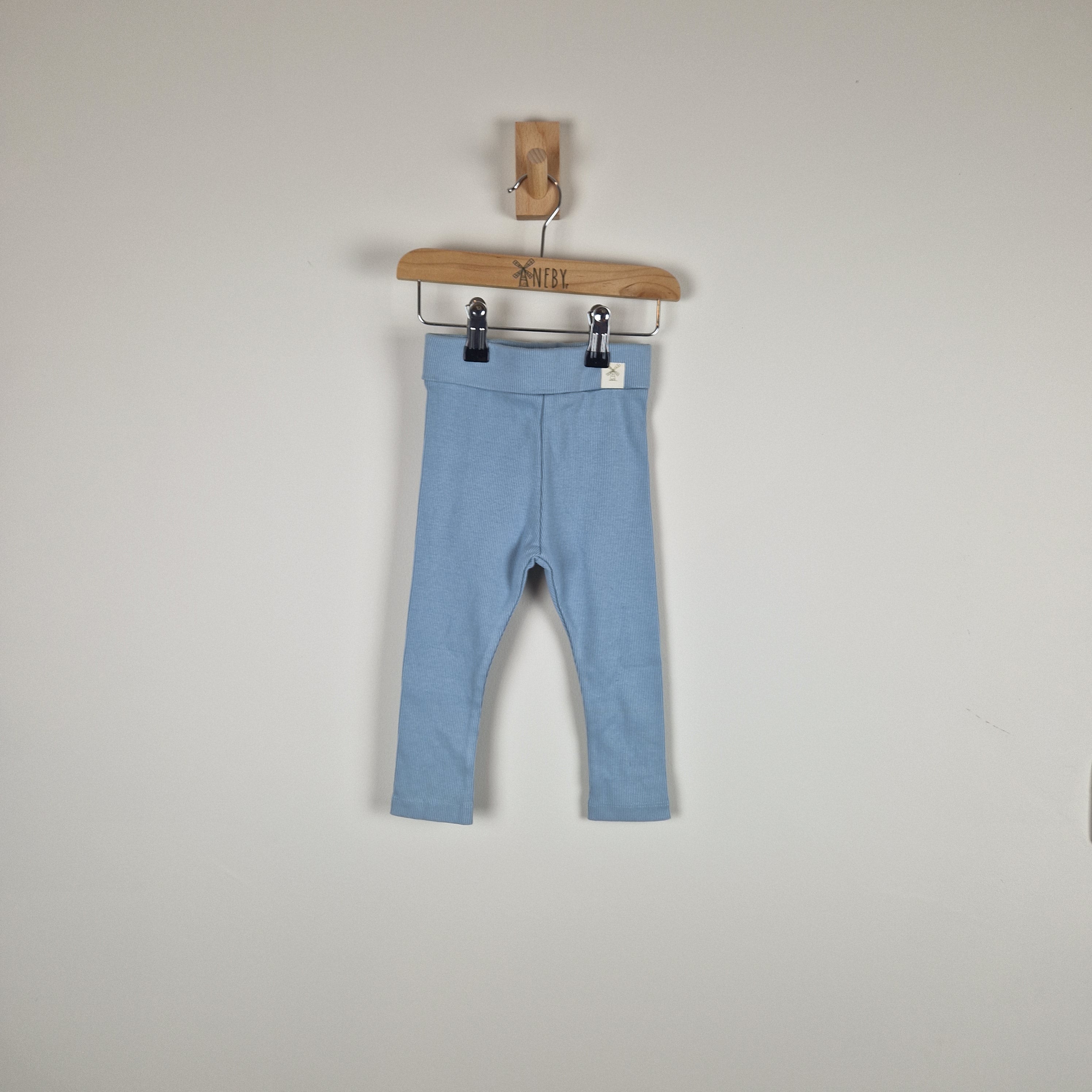 Sample Sale - Blue Organic Ribbed Baby Leggings