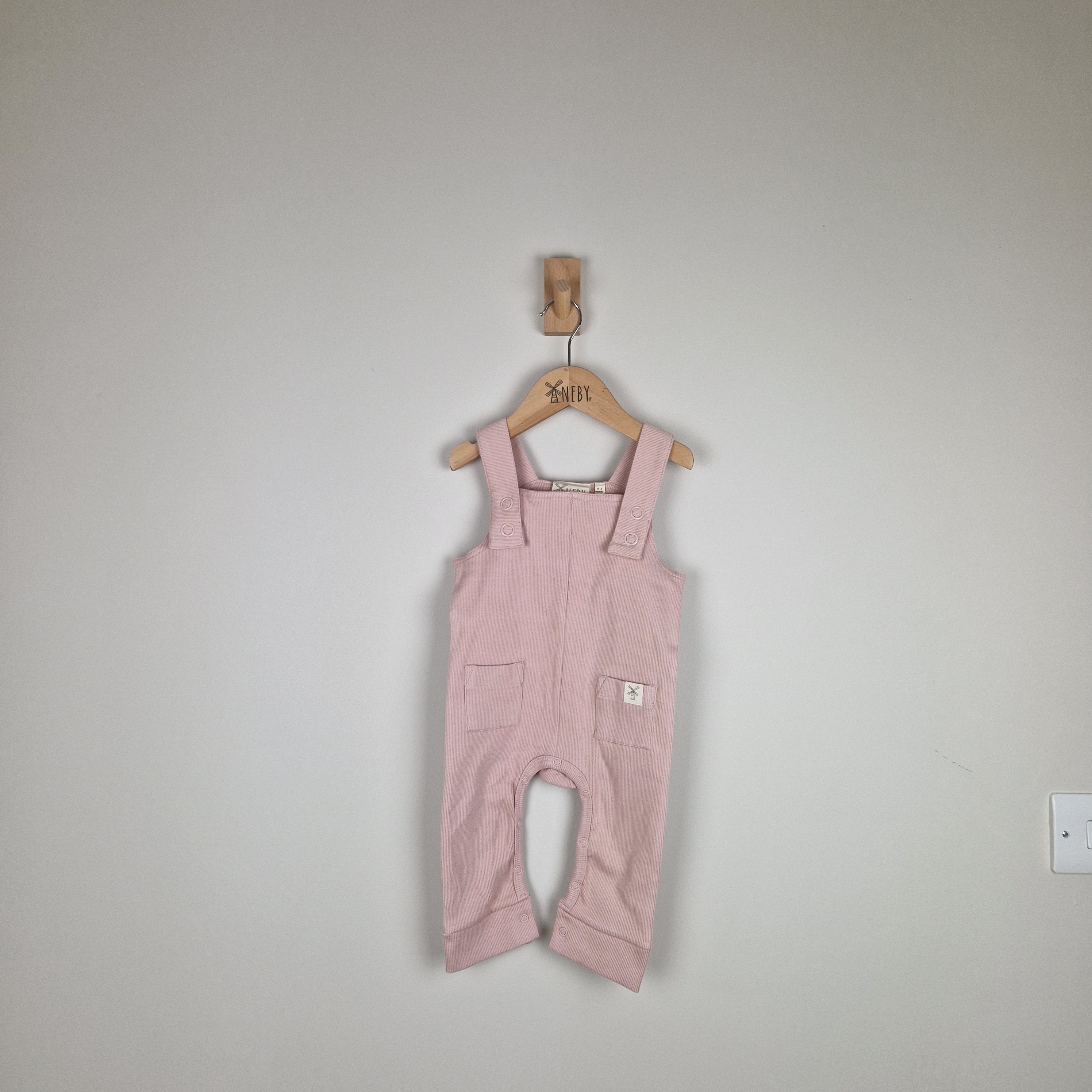 Sample Sale - Pink Baby Ribbed Cotton Dungarees