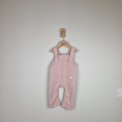 Sample Sale - Pink Baby Ribbed Cotton Dungarees