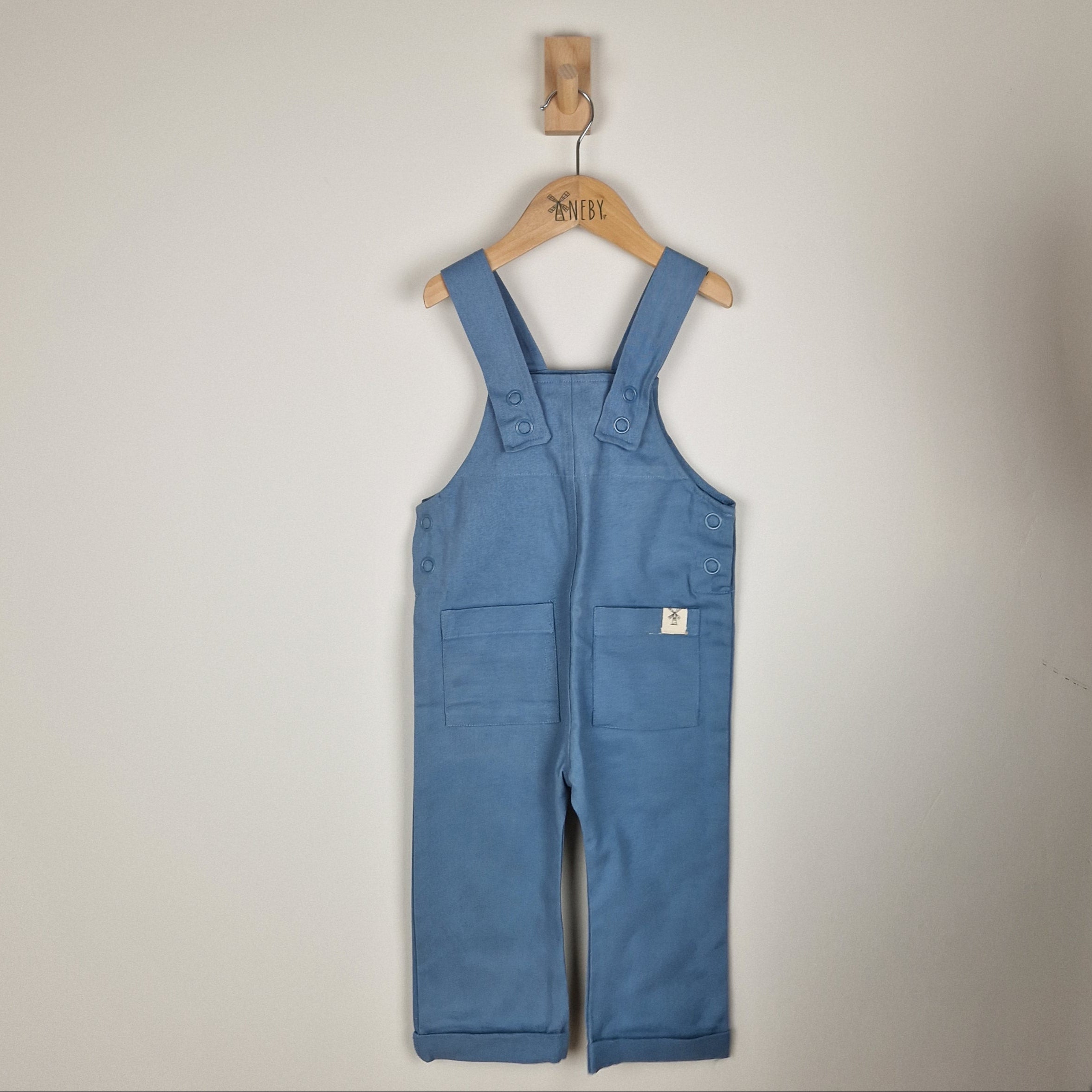 Sample Sale - Blue Kids Dungarees With Patch Pockets