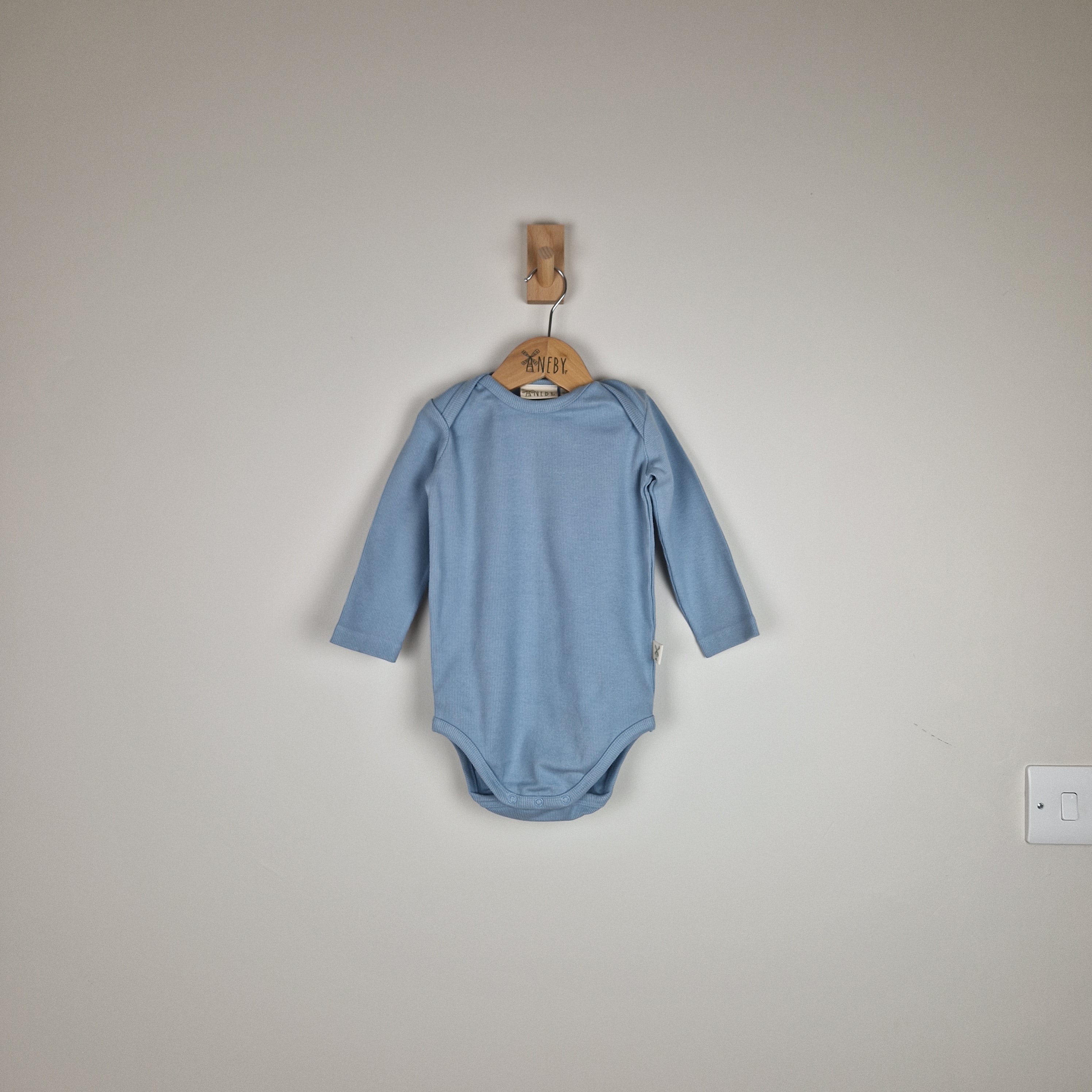 Sample Sale - Blue Ribbed Bodysuit with Long Sleeves for Babies