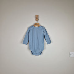 Sample Sale - Blue Ribbed Bodysuit with Long Sleeves for Babies
