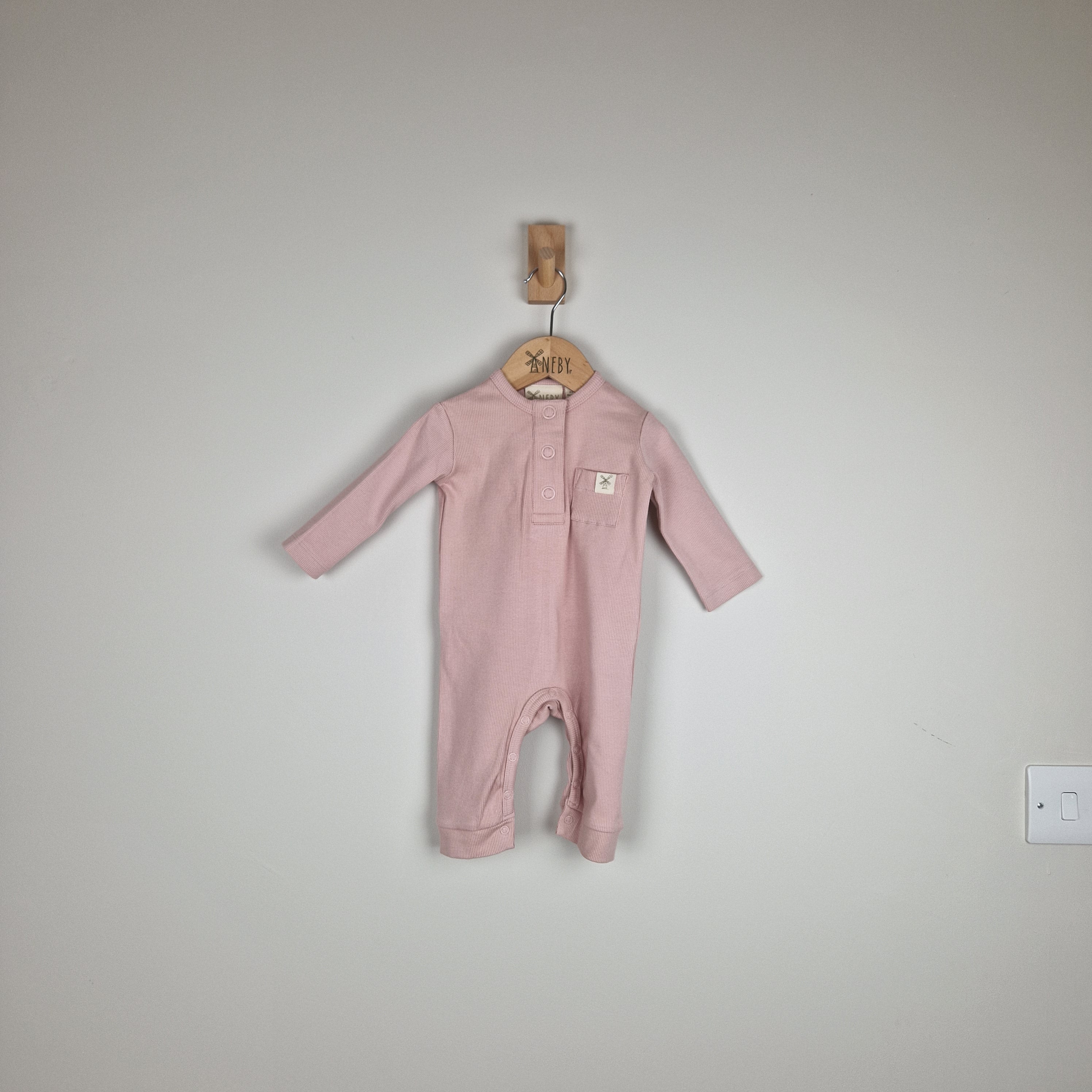 Sample Sale - Pink Baby Jumpsuit in Ribbed Cotton