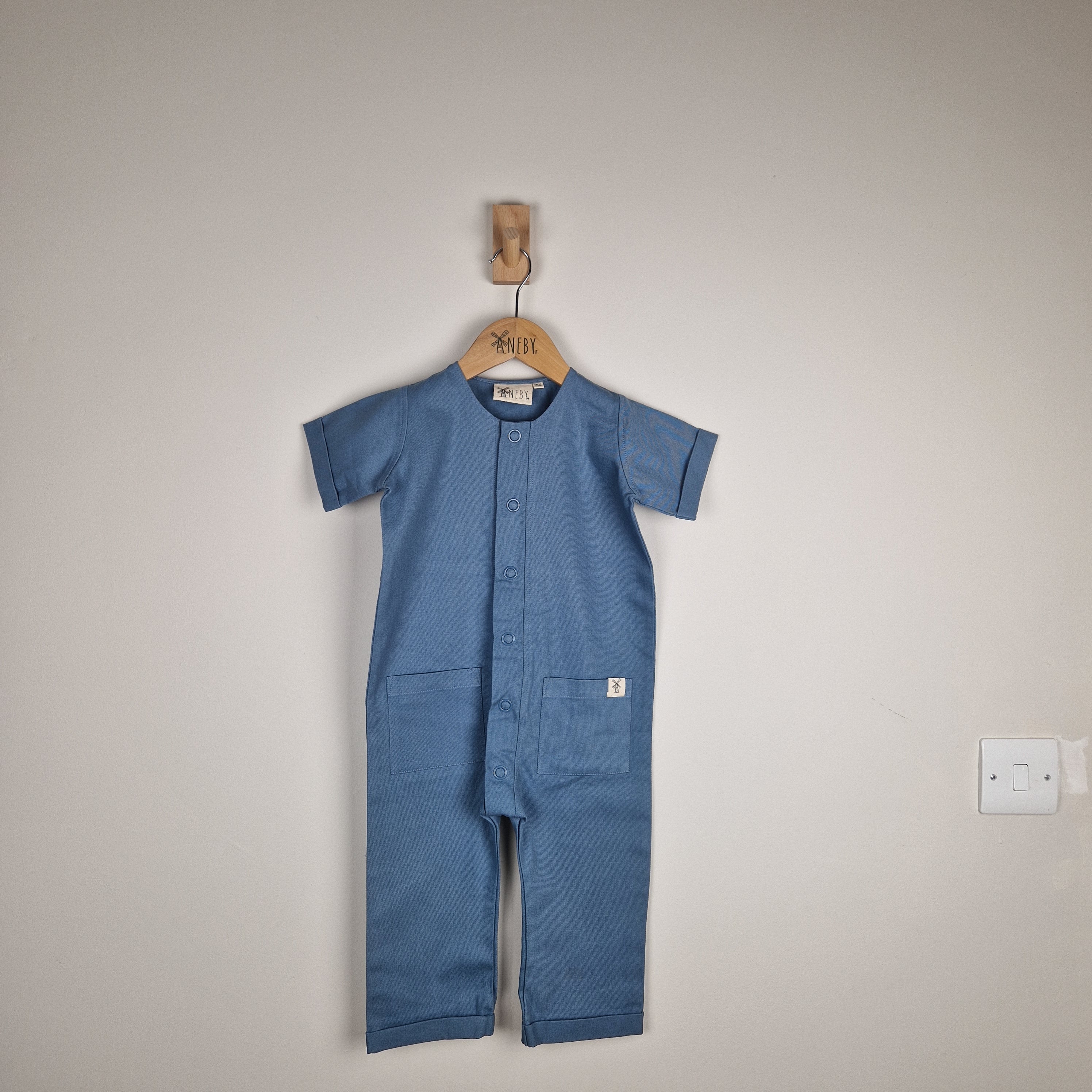 Sample Sale - Blue Kids Short Sleeve Overall