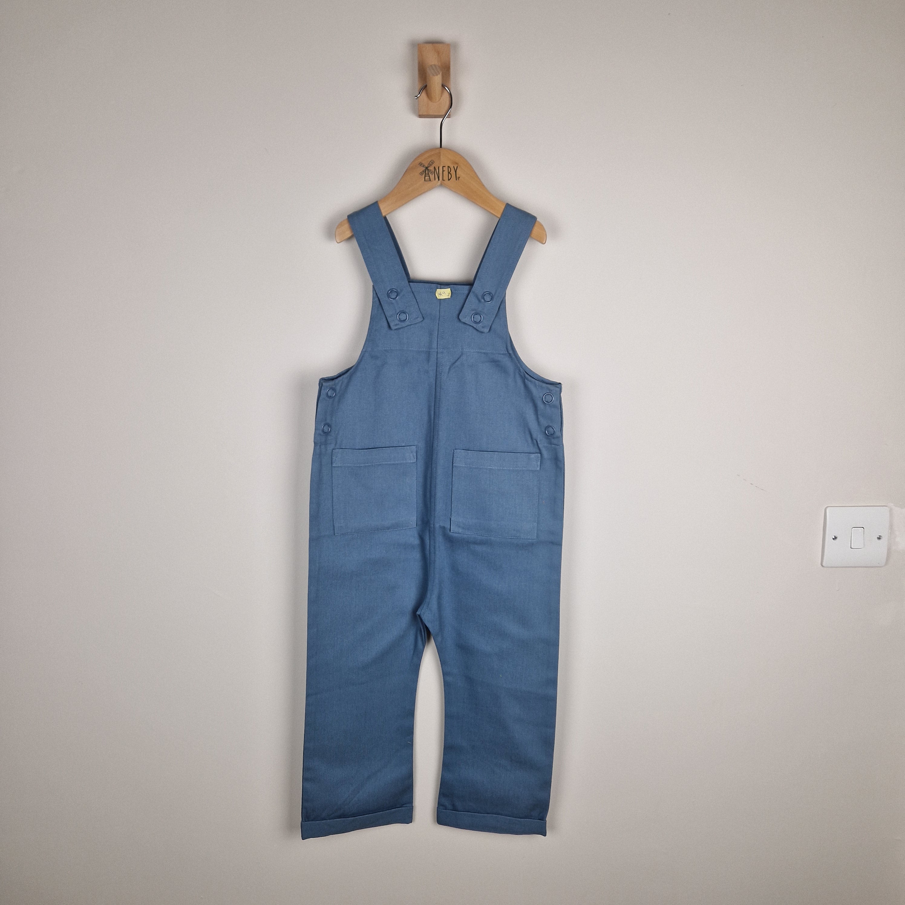 Sample Sale - Blue Kids Dungarees With Patch Pockets