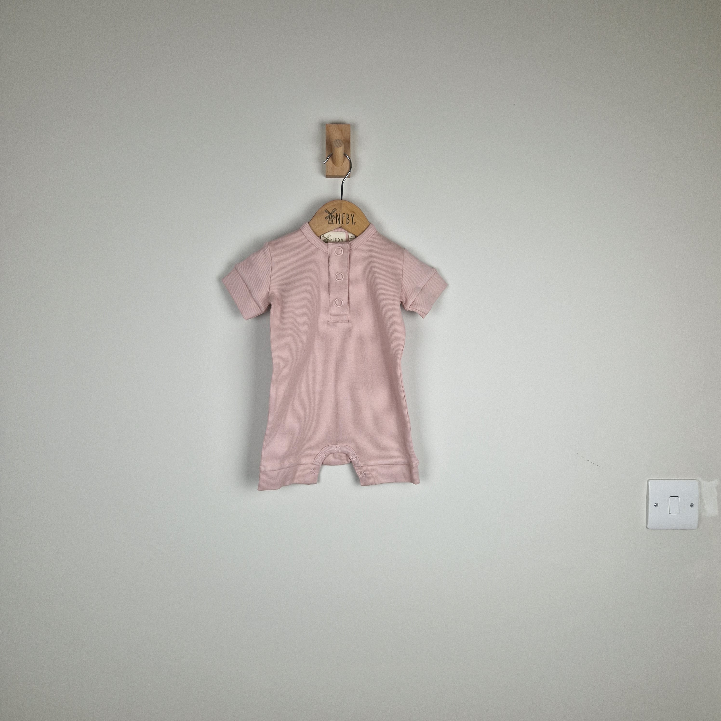 Sample Sale - Pink Short Sleeve Rib Baby Romper