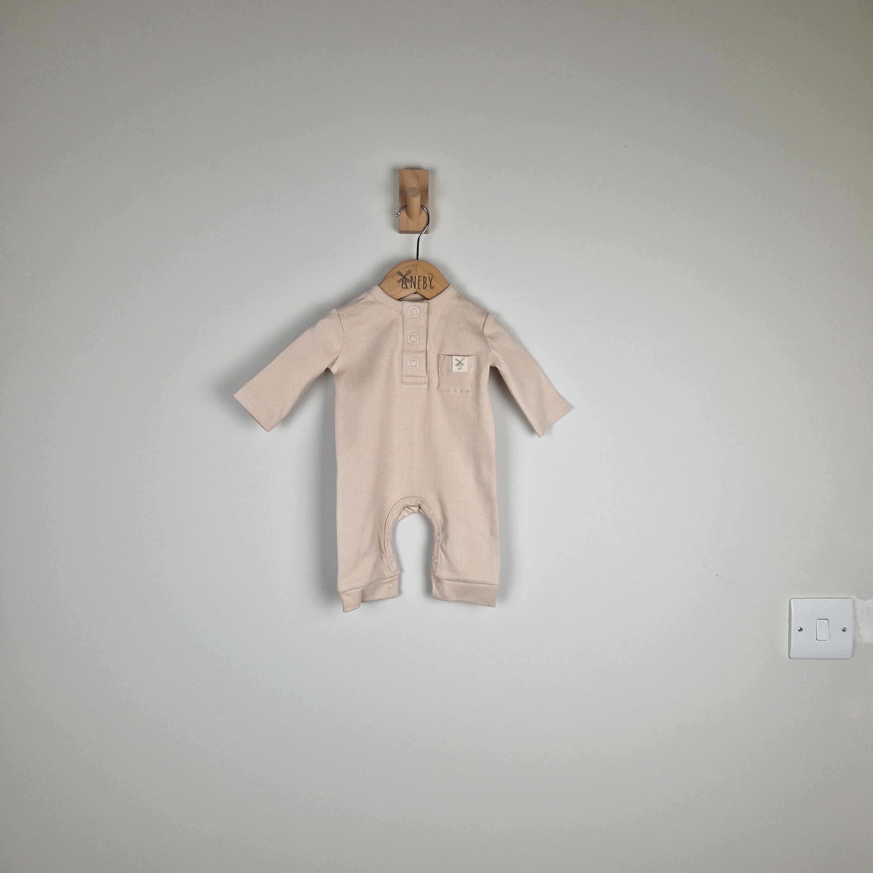 Sample Sale - Oat Baby Jumpsuit in Ribbed Cotton