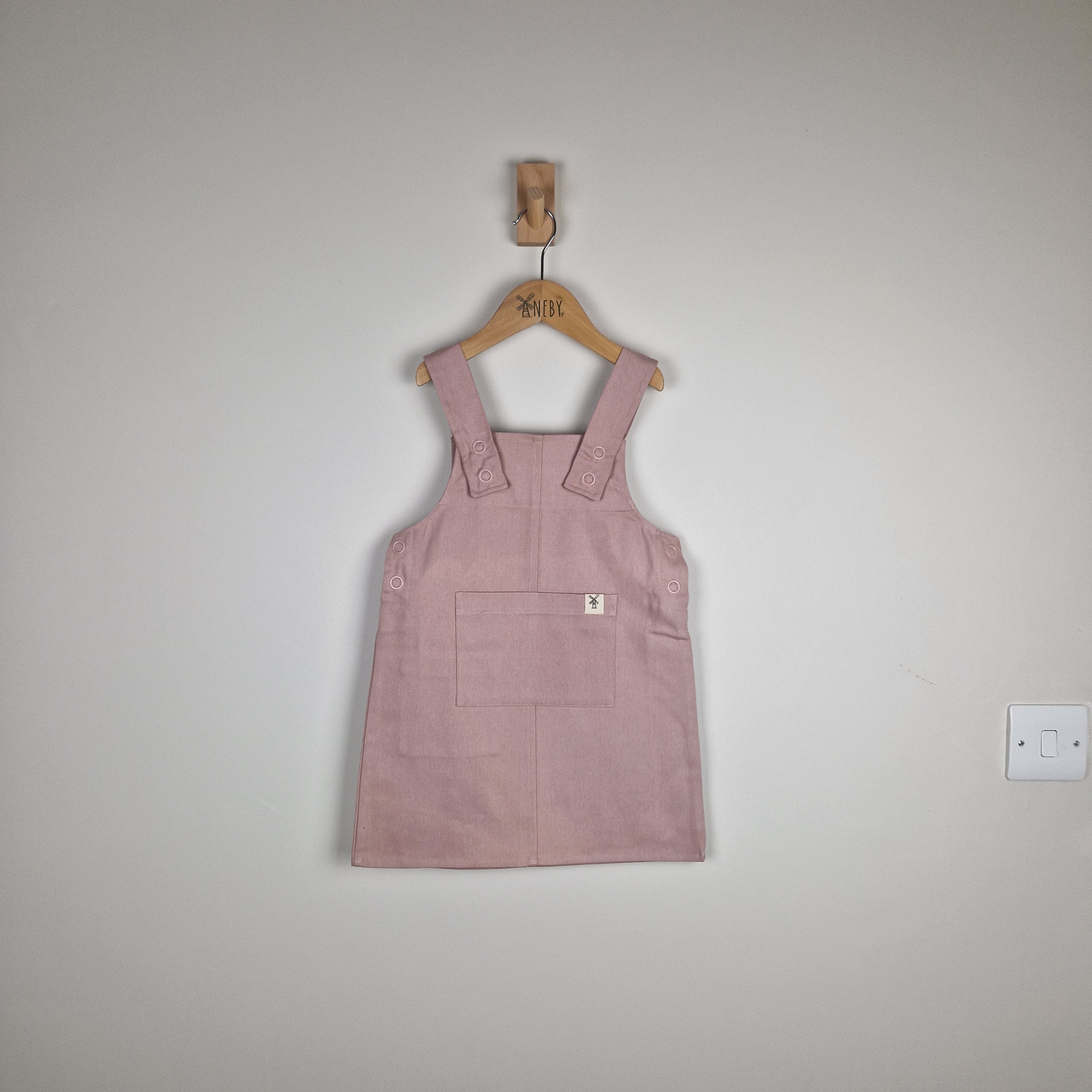Sample Sale - Pink Girls Organic Cotton Dungaree Dress