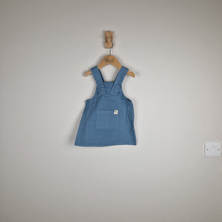 Sample Sale - Blue Girls Organic Cotton Dungaree Dress