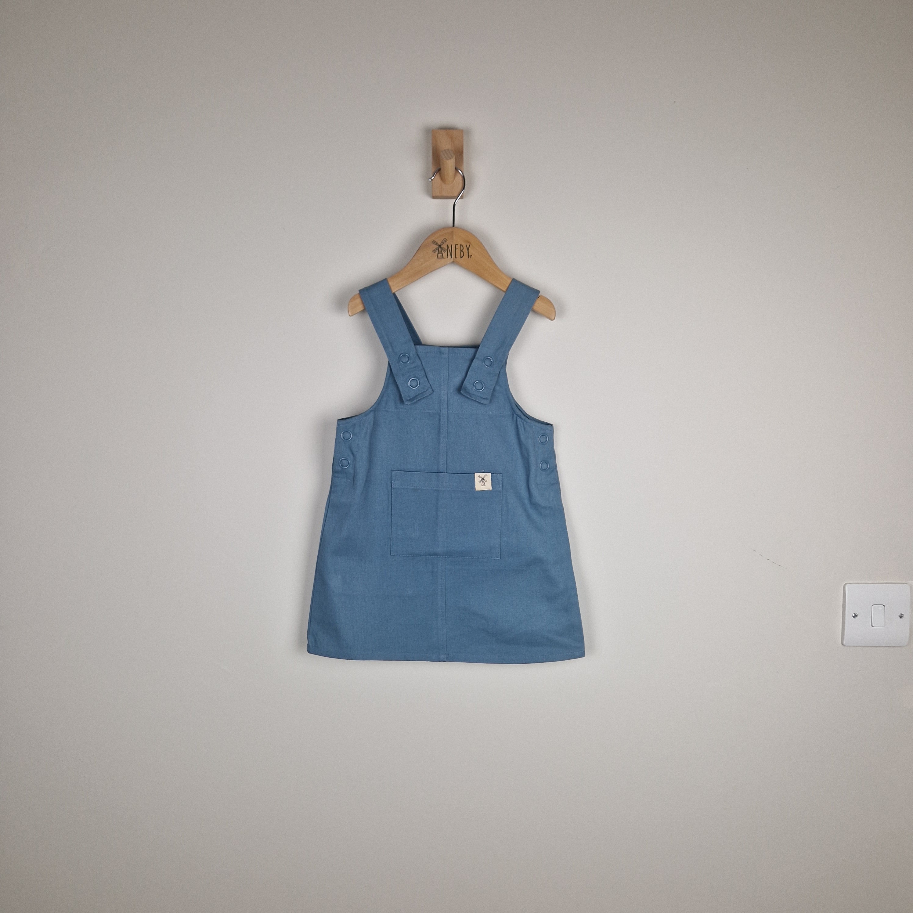 Sample Sale - Blue Girls Organic Cotton Dungaree Dress