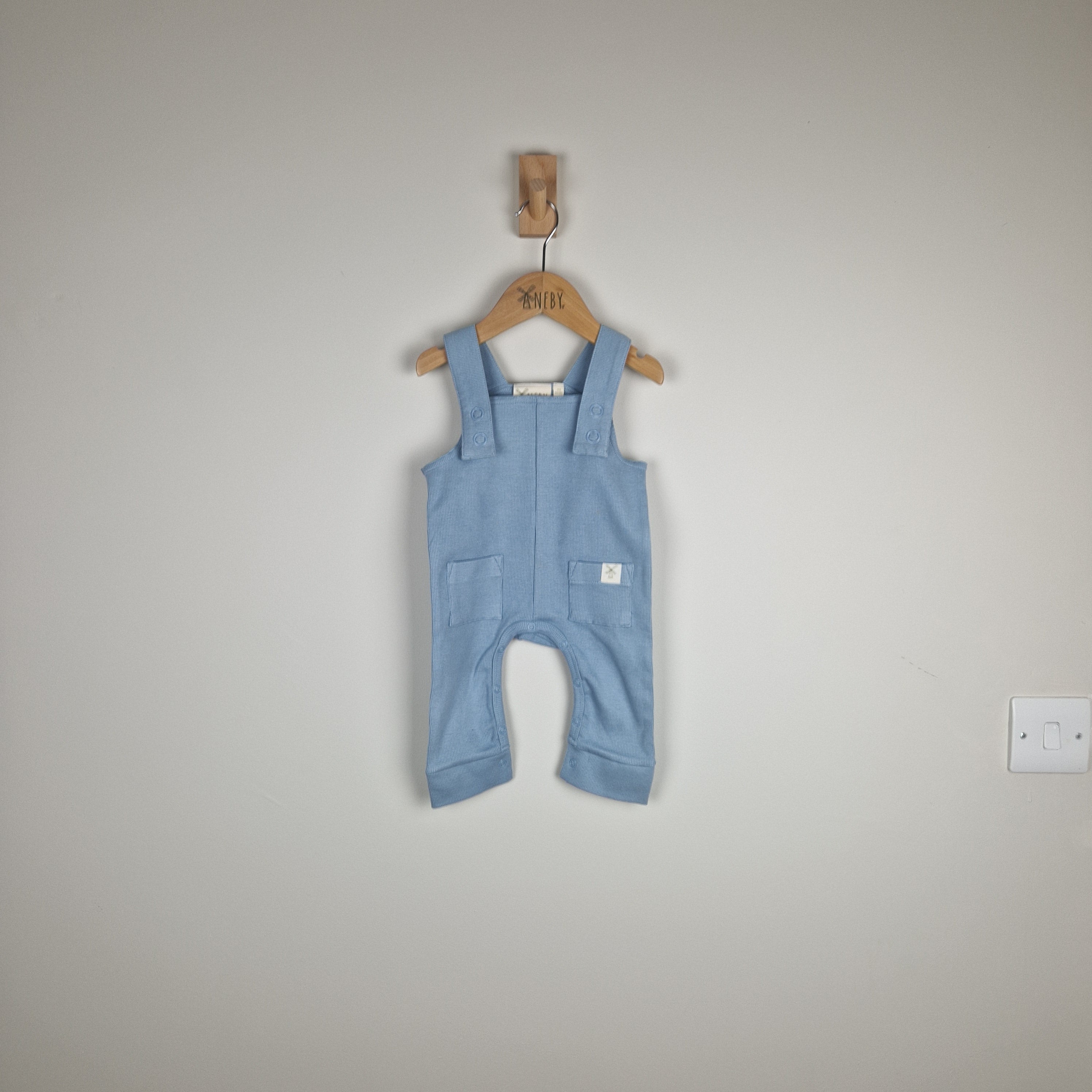 Sample Sale - Blue Baby Ribbed Cotton Dungarees