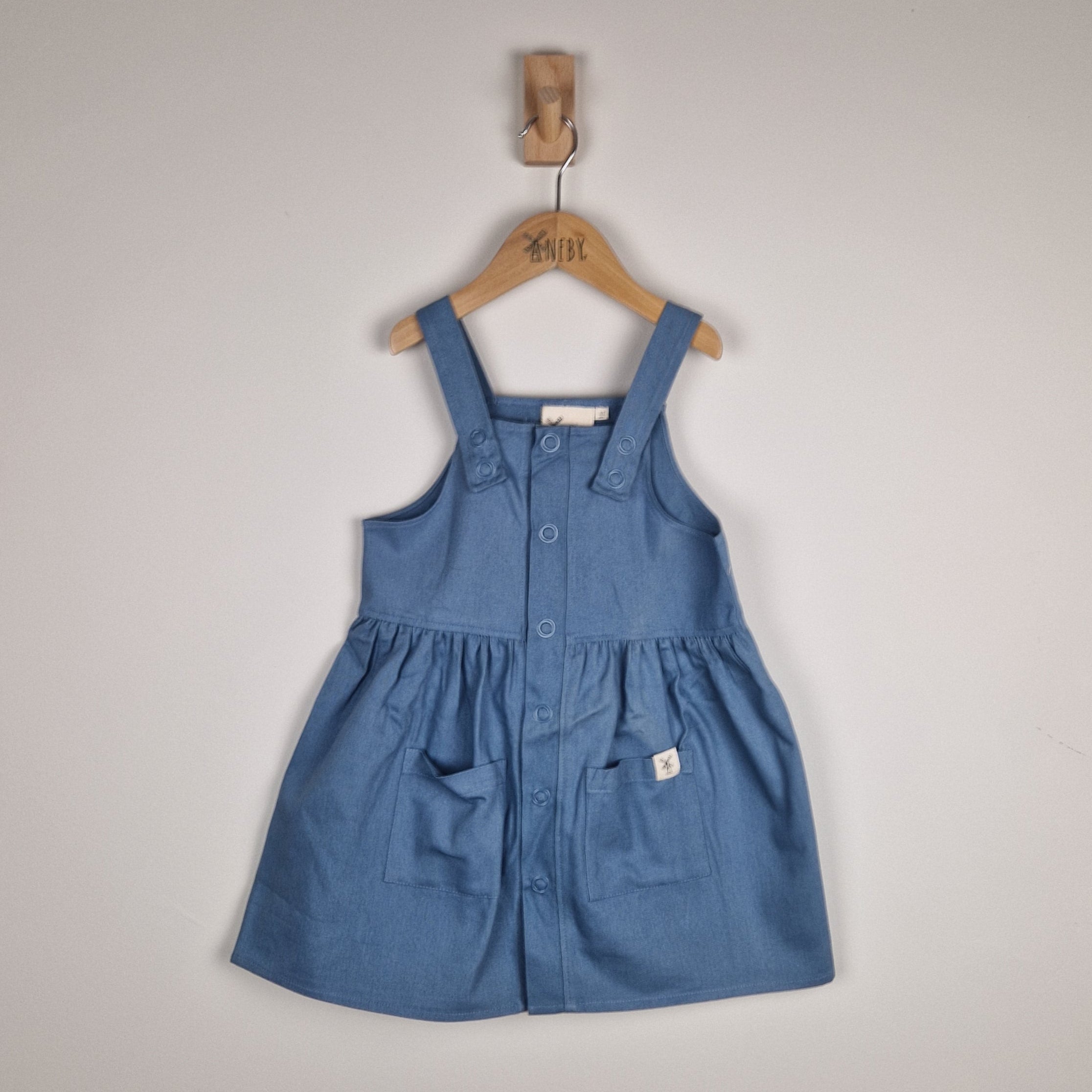Sample Sale - Blue Girls Pleated Dress With Straps