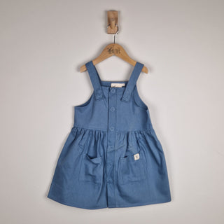 Sample Sale - Blue Girls Pleated Dress With Straps