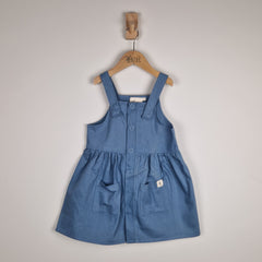 Sample Sale - Blue Girls Pleated Dress With Straps