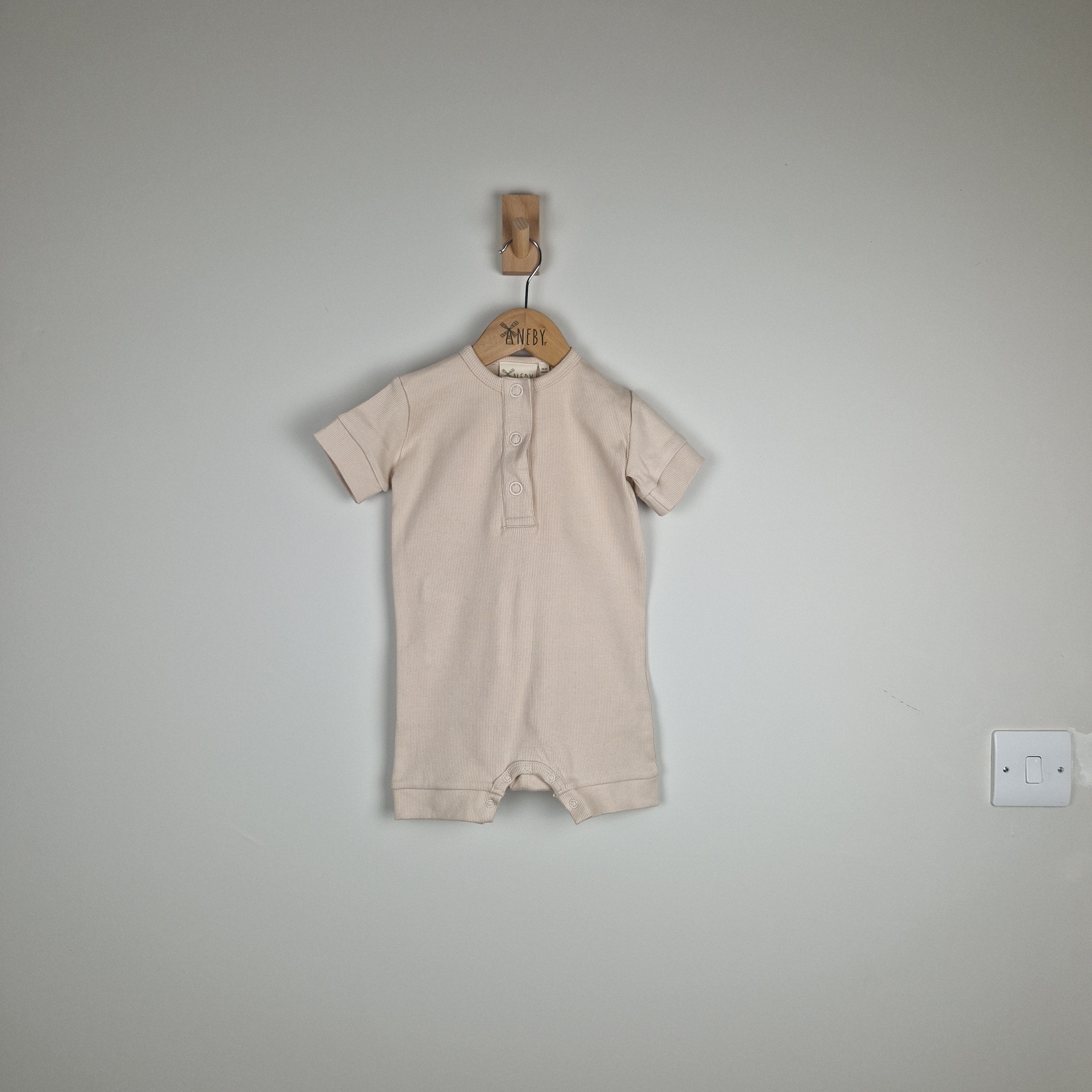 Sample Sale - Oat Short Sleeve Rib Baby Romper