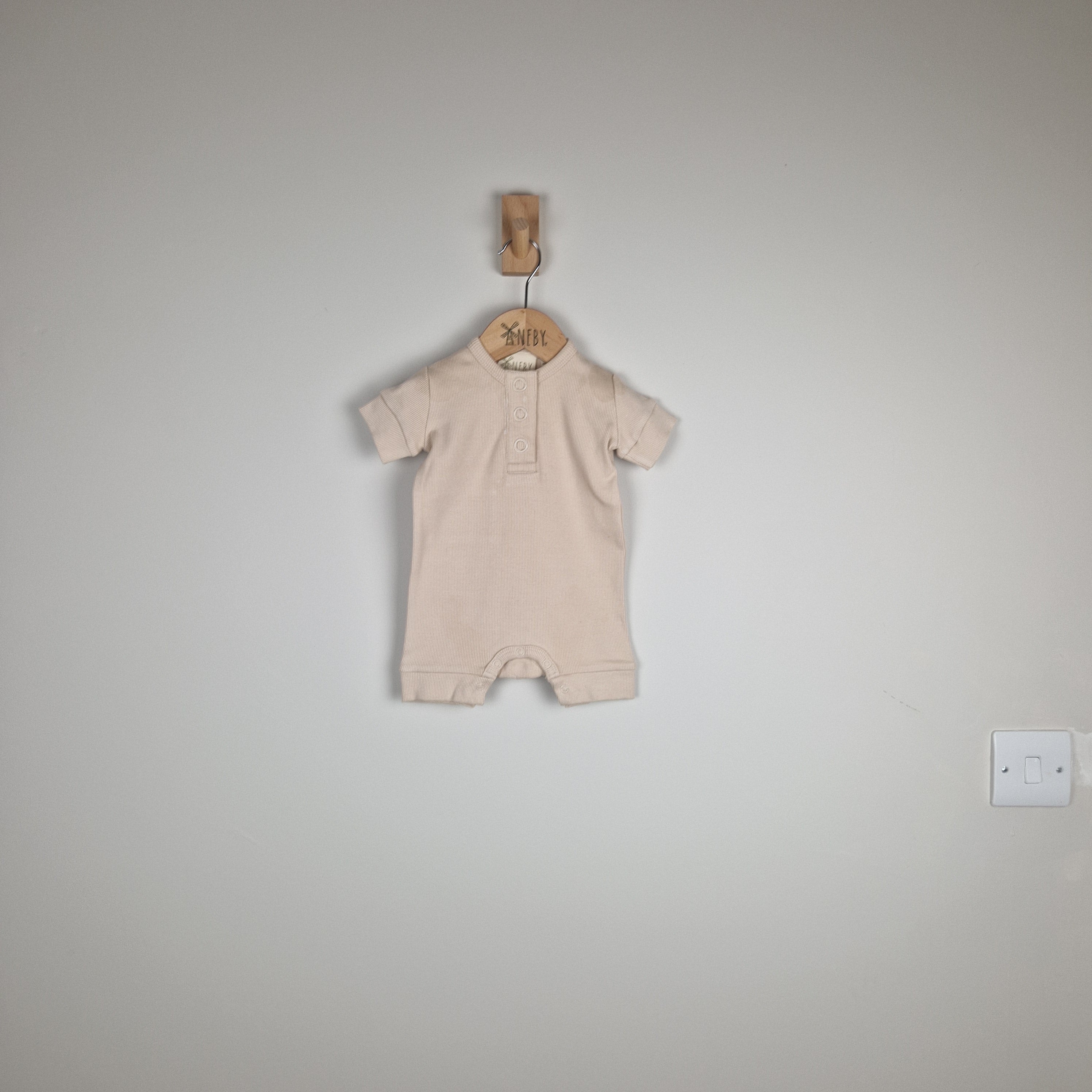Sample Sale - Oat Short Sleeve Rib Baby Romper