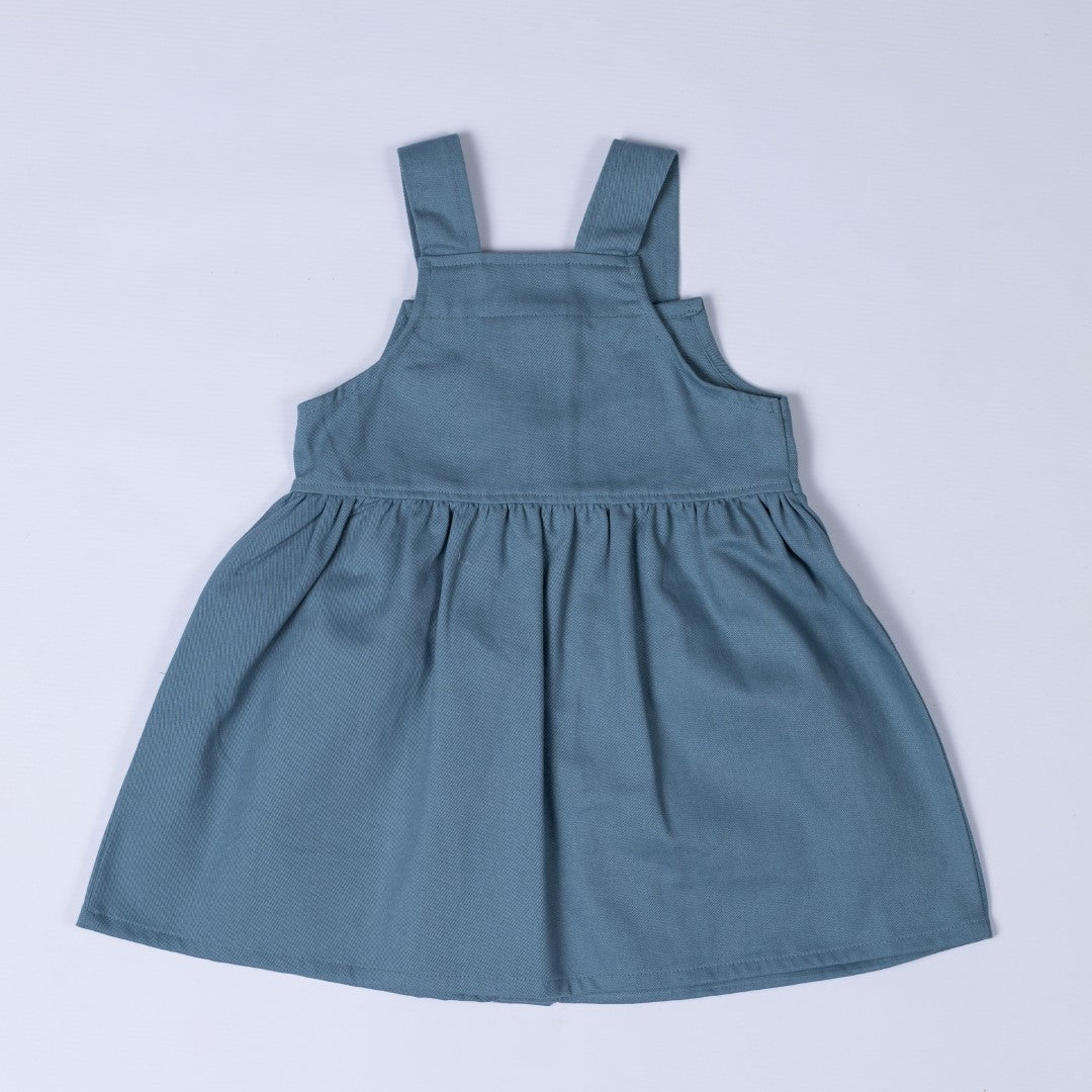 Buy Kids Organic Button Front Dress in Blue Pink Oat Colors