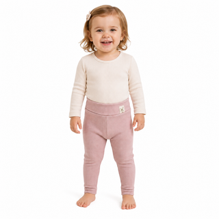 Organic Pink Ribbed Baby Leggings