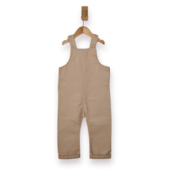 Kids Ecru Dungarees With Patch Pockets