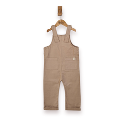 Kids Ecru Dungarees With Patch Pockets