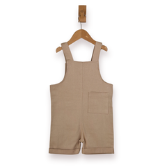 Kids Ecru Cotton Dungaree Shorts