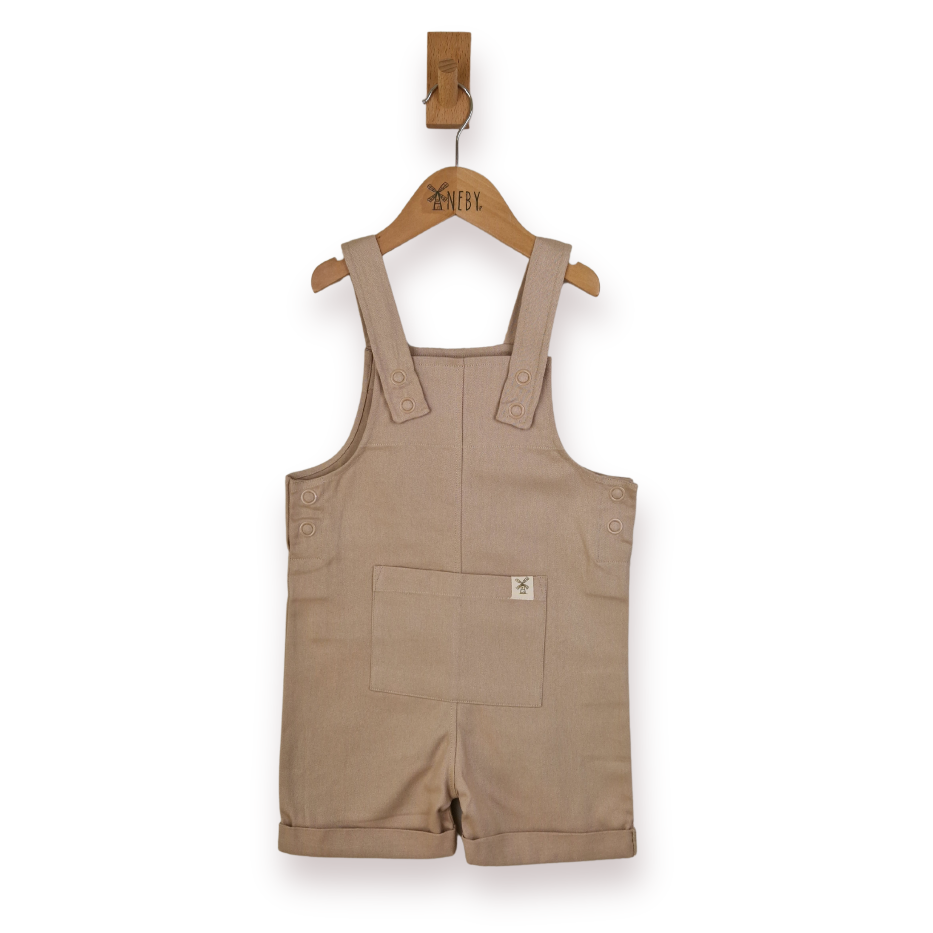 Kids Ecru Cotton Dungaree Shorts